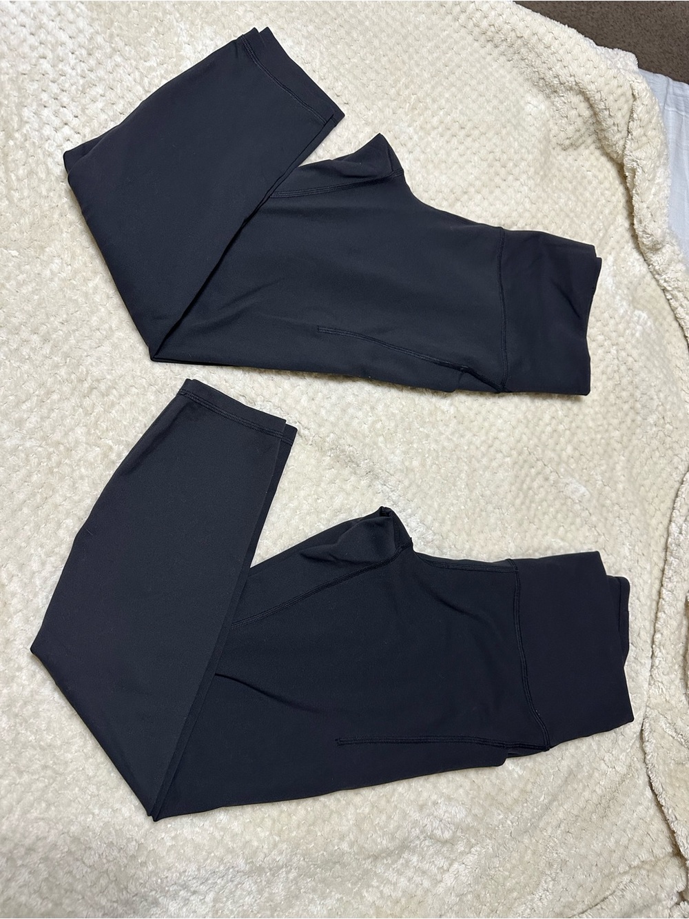 2 Black Size 10 Lululemon Wunder Train Leggings w/ pockets 25”
